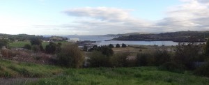 Panorama of the Inner Harbour and in the Firth of Forth with Leith and Edinburgh in the distance