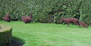 Activity in the garden near the hall