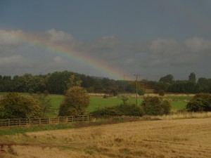 A rainbow after a few seconds of rain