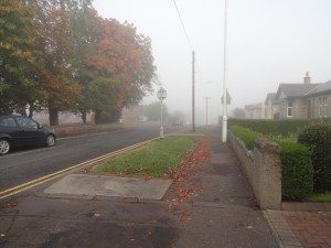 The view - heavy mist, facing me when I left my B & B early on 2 mornings It was followed b brilliant blue skies