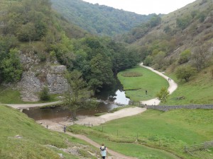 Approaching the bottom of the far side of the hill, steeper and more difficult than the ascent