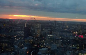 Early evening and showing London Eye
