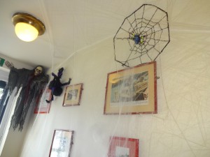 Inside the pub - The New Inn. It is not alone in being decorated for Holloween