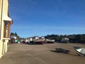 The car park is also a dry dock for boats