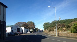 The crossroads with Bunbeg shops to the left. I took some photos of them some days later but they didn't survive
