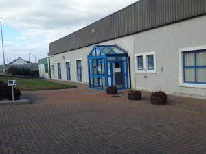 One of buildings in the industrial park and location of Eddie's hut