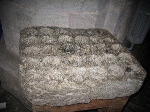 Cresset stone which contained candles used by the monks during their devotions during hours of darkness. This is the only one known of in wales. 