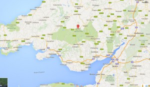 Map of south west UK showing Bristol and Brecon 