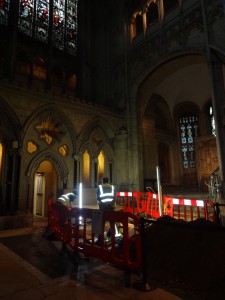 An archaeological dig within the church