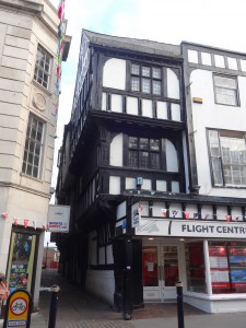 Left hand corner of the building