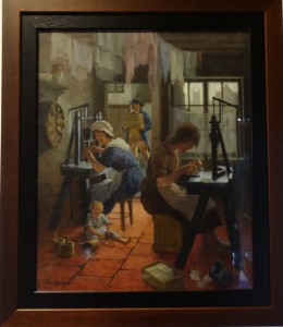 Photo of painting showing use of pin heading machine at home