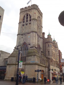 St Michael's Tower, all that remains of an ancient church and also at the pedestrian crossroads.