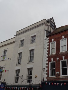 Buildings in a main pedestrian thoroughfare