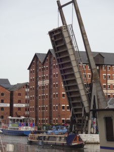Bridge raised for a passing narrow boat